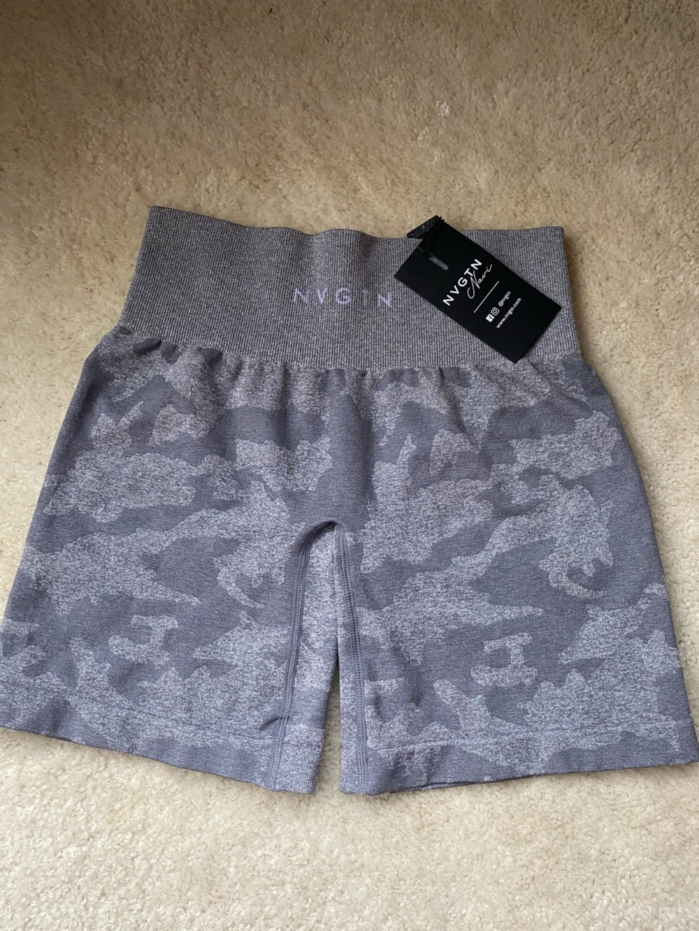 NVGTN Grey Two Tone High-Waist Seamless Bike Shorts. Small. NWT